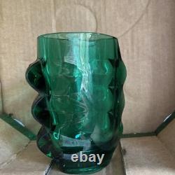 Skion Union Bohemian Green Glass Vase by Rudolf Schroter