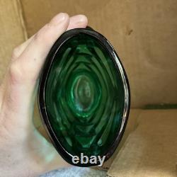 Skion Union Bohemian Green Glass Vase by Rudolf Schroter