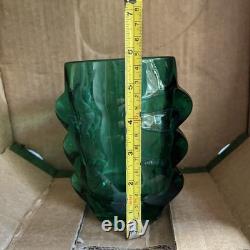 Skion Union Bohemian Green Glass Vase by Rudolf Schroter