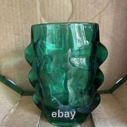 Skion Union Bohemian Green Glass Vase by Rudolf Schroter