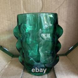 Skion Union Bohemian Green Glass Vase by Rudolf Schroter