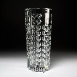 Sklo Union Art Glass Rudolf Jurnikl Rudolfova Hut Czech Clear Crystal Vase MCM
