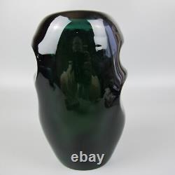 Skrdlovice Beranek Glass Vase. Czech Bohemian Studio Art. Vintage. Green. 6.25