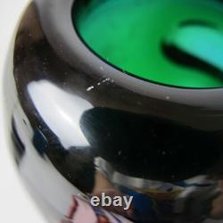 Skrdlovice Beranek Glass Vase. Czech Bohemian Studio Art. Vintage. Green. 6.25