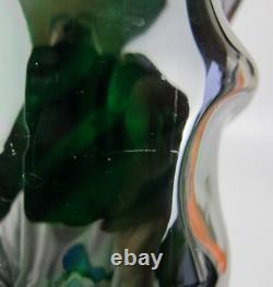 Skrdlovice Beranek Glass Vase. Czech Bohemian Studio Art. Vintage. Green. 6.25