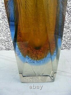 Sommerso Art Glass Vase Mandruzzato Faceted Glass 12 Inches
