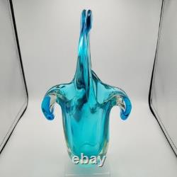 Sommerso Glass Vase Turquoise & Aqua, Likely Murano Seguso Vetri d'Arte 1960s