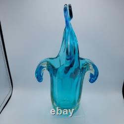 Sommerso Glass Vase Turquoise & Aqua, Likely Murano Seguso Vetri d'Arte 1960s