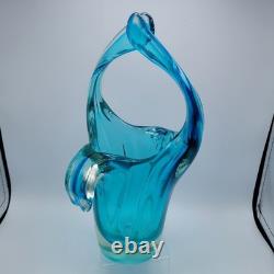 Sommerso Glass Vase Turquoise & Aqua, Likely Murano Seguso Vetri d'Arte 1960s