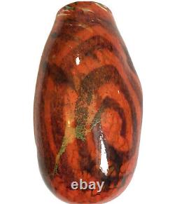 Spectacular Gary Guydosh Hand Blown Art Glass Vase Orange Multi 9 Signed 1999