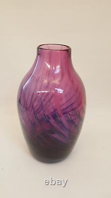 Stadelman art glass swirl vase purple controlled bubble 11.5 tall
