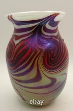 Starry Night Iridescent Miniature Studio Art Glass Off Hand Cabinet Vase