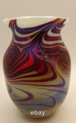 Starry Night Iridescent Miniature Studio Art Glass Off Hand Cabinet Vase