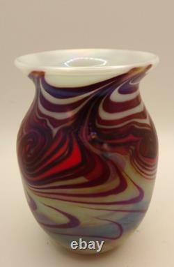 Starry Night Iridescent Miniature Studio Art Glass Off Hand Cabinet Vase