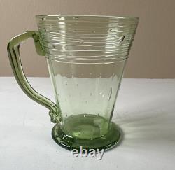 Steuben Art Glass Threaded Green Bubble Cup Mug