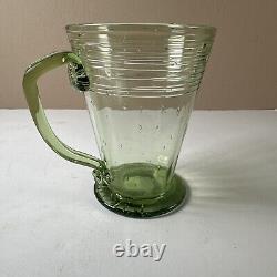 Steuben Art Glass Threaded Green Bubble Cup Mug