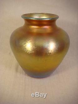 Steuben Aurene Multi Gold Art Glass Vase 2683 Signed 8 1/2 Iridescent Large