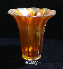 Steuben Gold Aurene Art Glass Trumpet Vase