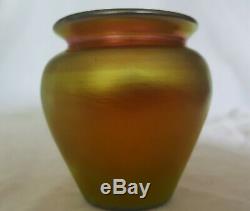 Steuben Gold Aurene Signed Art Glass Cabinet Vase NO RESERVE! Free Shipping 2.5