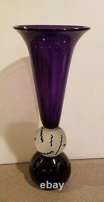 Steven Correia Studio Vase Large Purple etching Signed Art Glass
