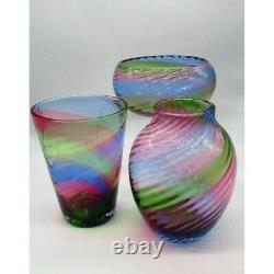 Striking Scarce 1930s Stevens & Williams Tapered Rainbow Big 7.5 Art Glass Vase