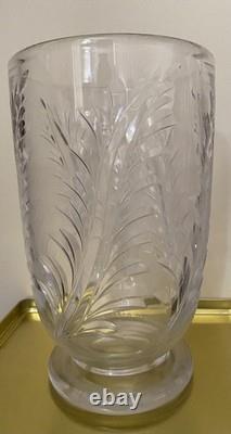 Stuart England Ellesmere Crystal Cut Footed Art Deco Vase 9 Heavy