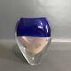 Stuart Akroyd Contemporary Art Glass Vase Blue Signed Label Art Glass Hand Blown