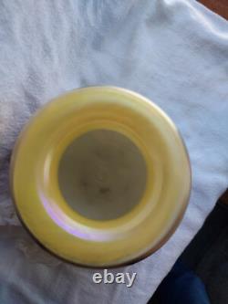 Studio Art Glass Vase signed Eickholt 2010 Gold Pulled Feather PRICE REDUCED