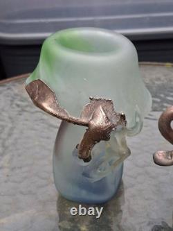 Studio Glass with Solid Copper Overlay. Two Pieces Signed by the Artist