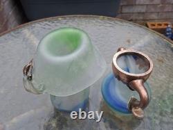 Studio Glass with Solid Copper Overlay. Two Pieces Signed by the Artist