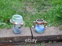 Studio Glass with Solid Copper Overlay. Two Pieces Signed by the Artist