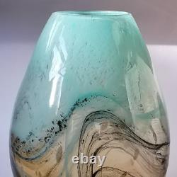 Studio (unsigned) Art Glass Amber Large Vase Murano style abstract hand blown