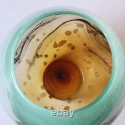 Studio (unsigned) Art Glass Amber Large Vase Murano style abstract hand blown