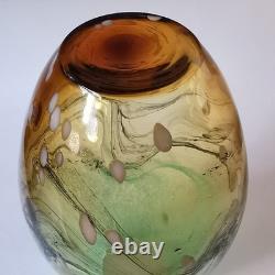 Studio (unsigned) Art Glass Amber Large Vase Murano style abstract hand blown