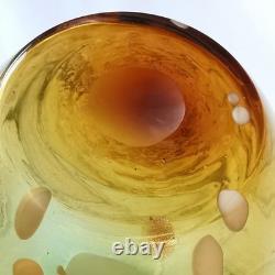 Studio (unsigned) Art Glass Amber Large Vase Murano style abstract hand blown