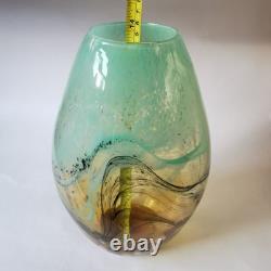 Studio (unsigned) Art Glass Amber Large Vase Murano style abstract hand blown