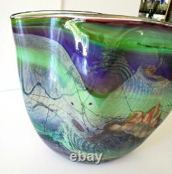 Stunning! 16 Tall Chris Hawthorne Art Glass Vase Rare Signed