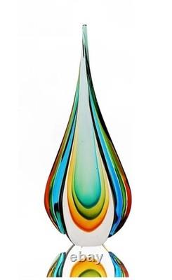 Stunning 445mm Murano Sommerso Technique Art Glass Submerged Freeform Sculpture