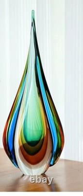 Stunning 445mm Murano Sommerso Technique Art Glass Submerged Freeform Sculpture