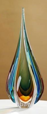 Stunning 445mm Murano Sommerso Technique Art Glass Submerged Freeform Sculpture