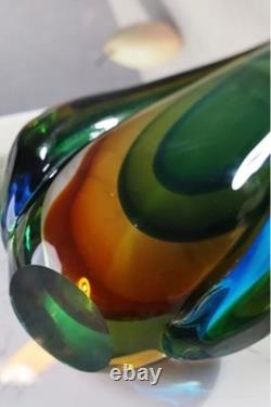 Stunning 445mm Murano Sommerso Technique Art Glass Submerged Freeform Sculpture
