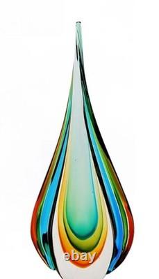 Stunning 445mm Murano Sommerso Technique Art Glass Submerged Freeform Sculpture