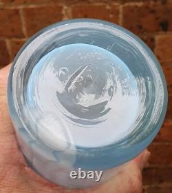 Stunning Australian Studio Art Glass Signed Richard Morrell Vase Blue Opaline