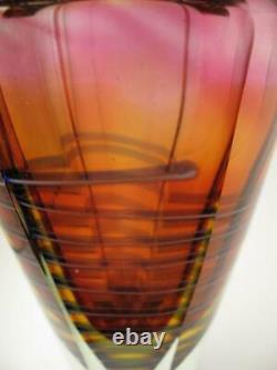 Stunning Contemporary Czech Studio Art Glass Vase Sommerso Pavel Havelka Style