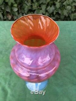 Stunning Empoli Murano Italian Opaline Opalescent Glass Art Vase 1950s