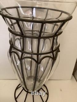 Stunning Gothic Hand Blown unusual Caged Glass Vase 40cm Tall Statement piece