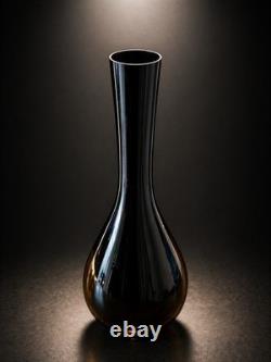 Stunning Heavy Black Glass Vase Murano Style Art Glass 52cm Statement Piece