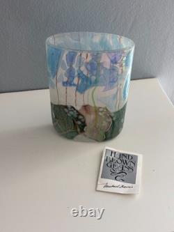 Stunning Isle of Wight Art Glass Vase Flower Garden with Signature card 13cm