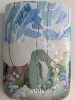 Stunning Isle of Wight Art Glass Vase Flower Garden with Signature card 13cm