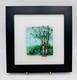 Stunning Kiln Fused Art Glass Birch Trees Signed Sara Rezin Nature Framed